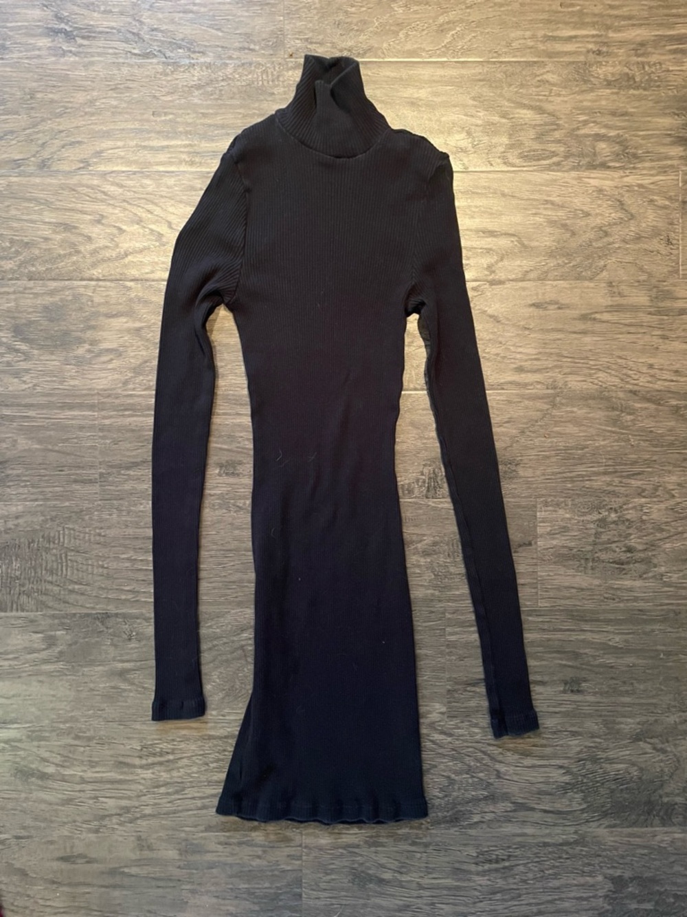 Black Fitted Ribbed Turtleneck Bodycon Dress Size Small